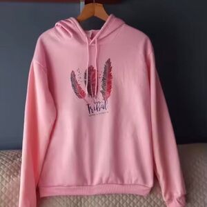 Tribal Blush Feather Print Hoodie